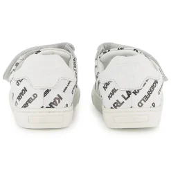 Best KARL LAGERFELD KIDS Baskets en cuir à fermeture par bandes auto aggrip BLANC NOIR