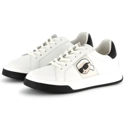 Discount KARL LAGERFELD KIDS Baskets en cuir à lacets BLANC