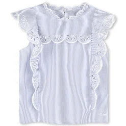 Clearance CHLOE Blouse à manches volantées BLANC BLEU