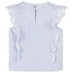 Clearance CHLOE Blouse à manches volantées BLANC BLEU