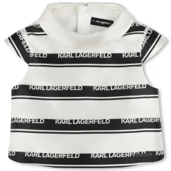Clearance KARL LAGERFELD KIDS Blouse à rayures siglées ECRU NOIR