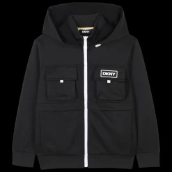Sale DKNY Cardigan zippé à capuche BLACK