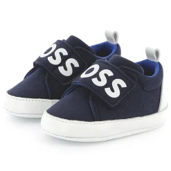 Fashion BOSS Chaussons en cuir à fermeture par bandes auto aggr BLEU CARGO