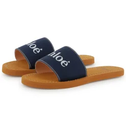 Online CHLOE Claquettes en textile siglées BLEU AMIRAL