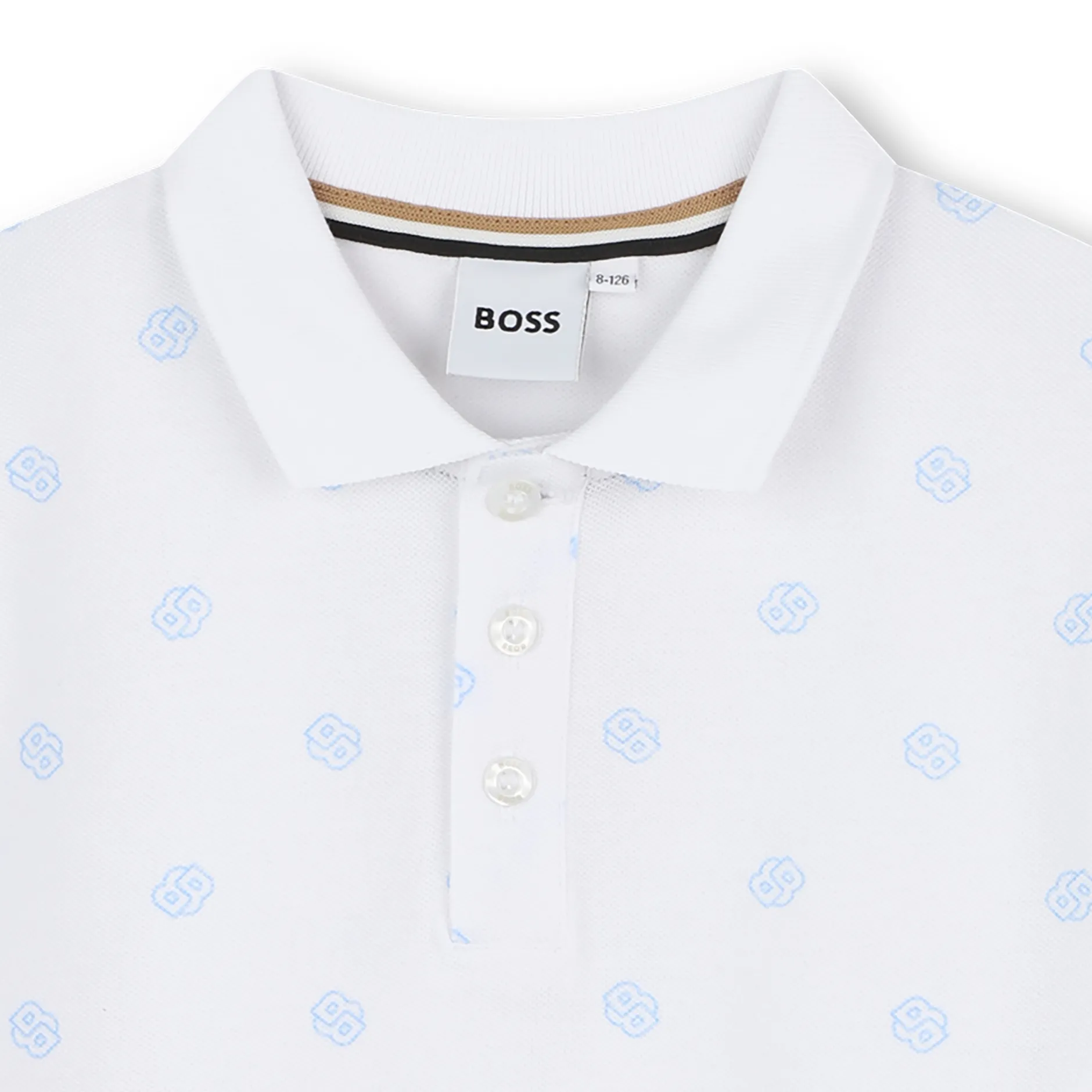 Best BOSS Polo à coupe droite imprimé BLANC