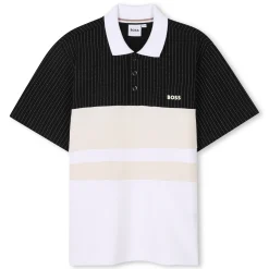 Fashion BOSS Polo avec découpes contrastées BLACK