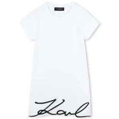 Sale KARL LAGERFELD KIDS Robe à manches courtes brodée BLANC
