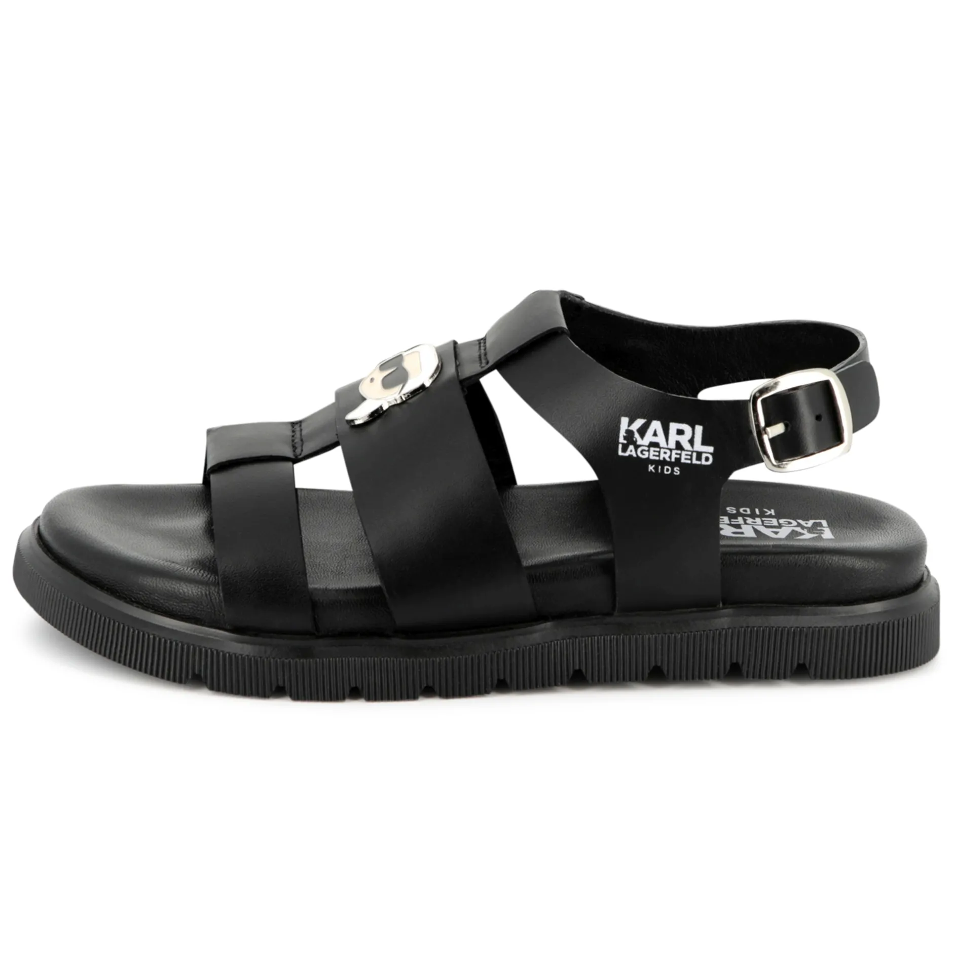 Online KARL LAGERFELD KIDS Sandales en cuir avec boucle BLACK