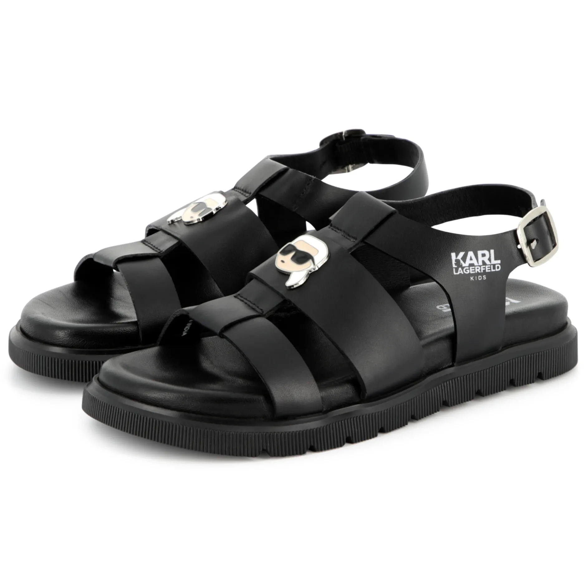 Online KARL LAGERFELD KIDS Sandales en cuir avec boucle BLACK
