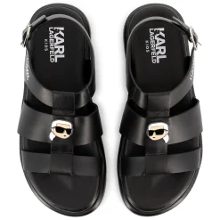 Online KARL LAGERFELD KIDS Sandales en cuir avec boucle BLACK