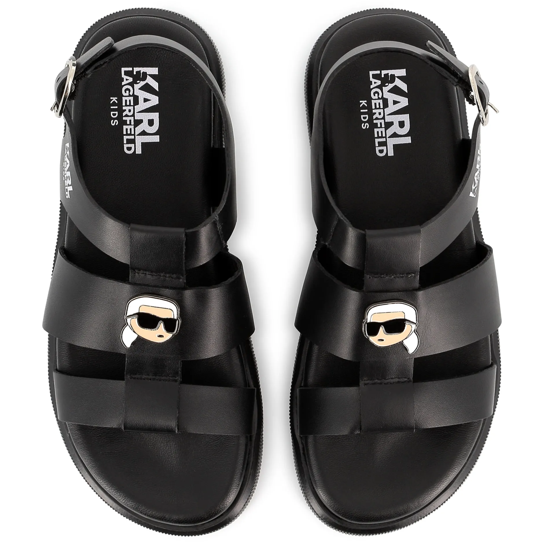 Online KARL LAGERFELD KIDS Sandales en cuir avec boucle BLACK