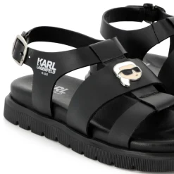 Online KARL LAGERFELD KIDS Sandales en cuir avec boucle BLACK