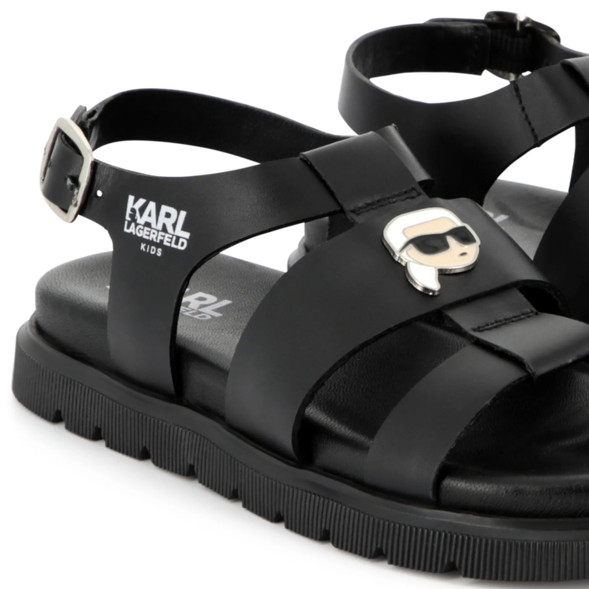Online KARL LAGERFELD KIDS Sandales en cuir avec boucle BLACK