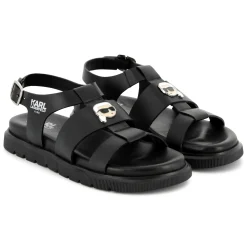 Online KARL LAGERFELD KIDS Sandales en cuir avec boucle BLACK