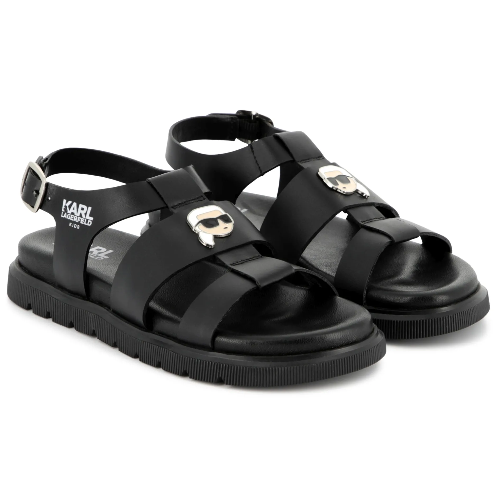 Online KARL LAGERFELD KIDS Sandales en cuir avec boucle BLACK