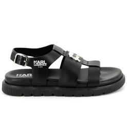 Online KARL LAGERFELD KIDS Sandales en cuir avec boucle BLACK
