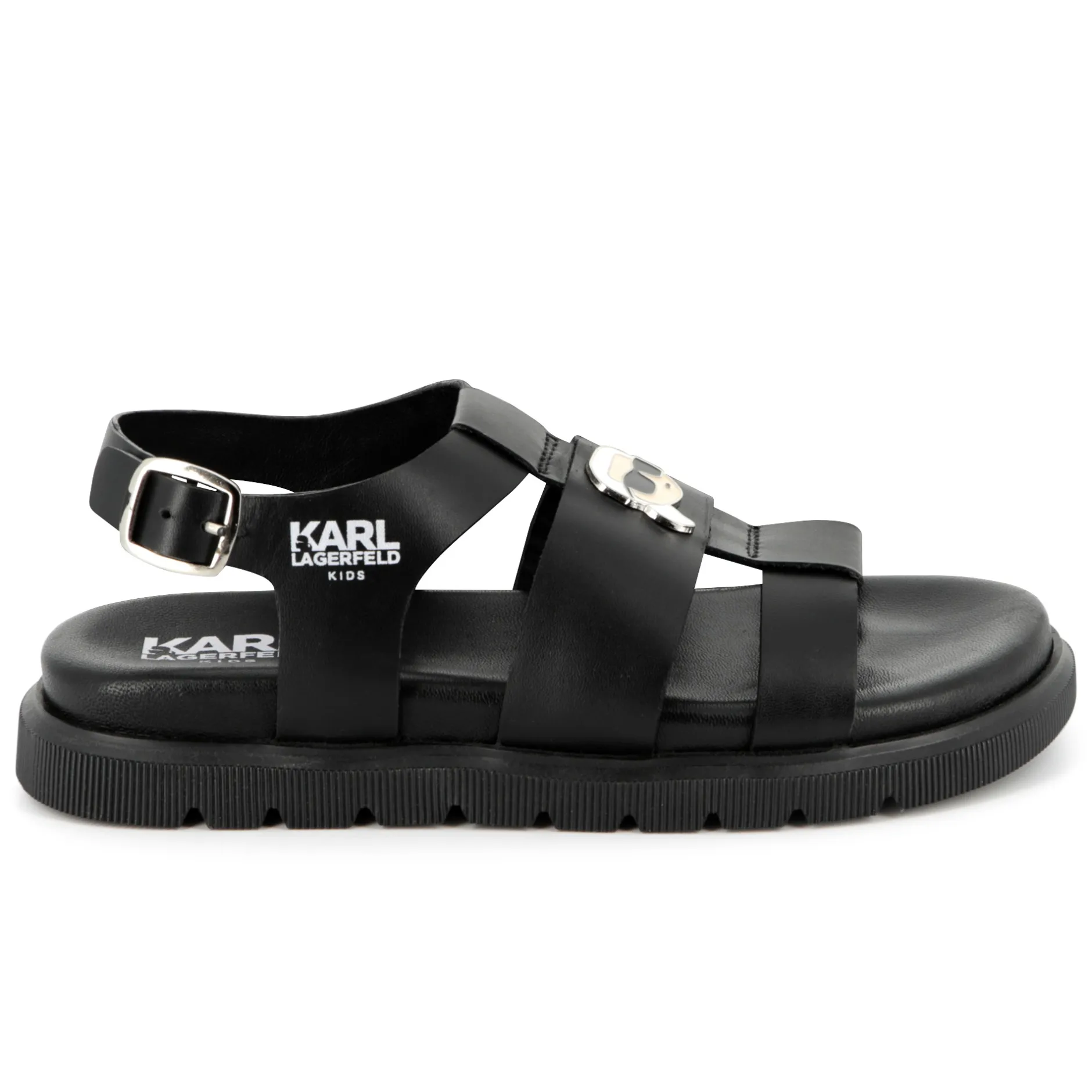 Online KARL LAGERFELD KIDS Sandales en cuir avec boucle BLACK