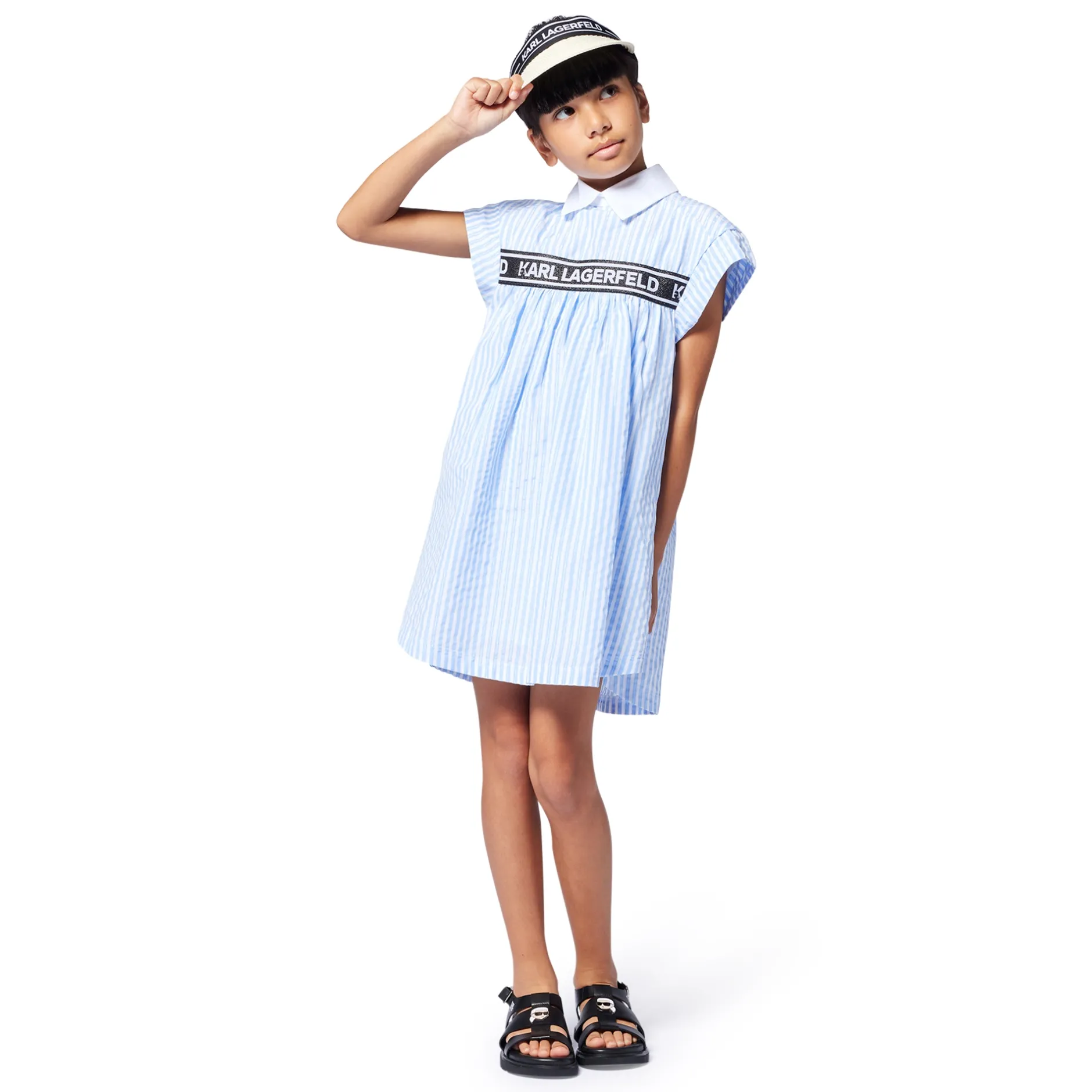 Online KARL LAGERFELD KIDS Sandales en cuir avec boucle BLACK
