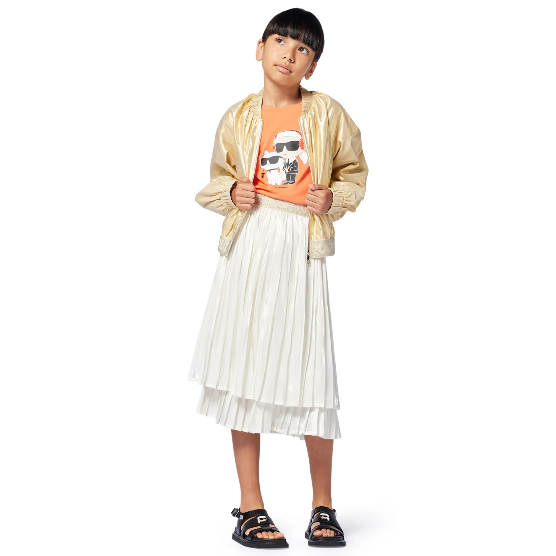 Online KARL LAGERFELD KIDS Sandales en cuir avec boucle BLACK