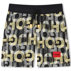Best HUGO Short de bain déperlant NOIR JAUNE