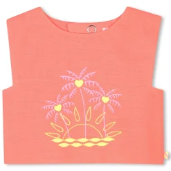 Fashion BILLIEBLUSH Top brodé effet lin CORAIL FLUO