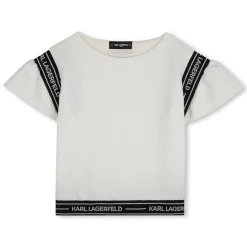 Sale KARL LAGERFELD KIDS T-shirt à manches volantées CHALK