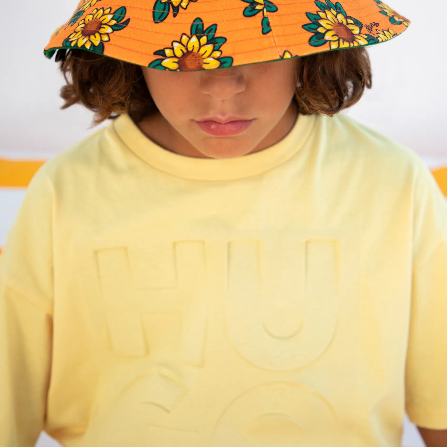 Outlet HUGO T-shirt délavé JAUNE POUSSIN