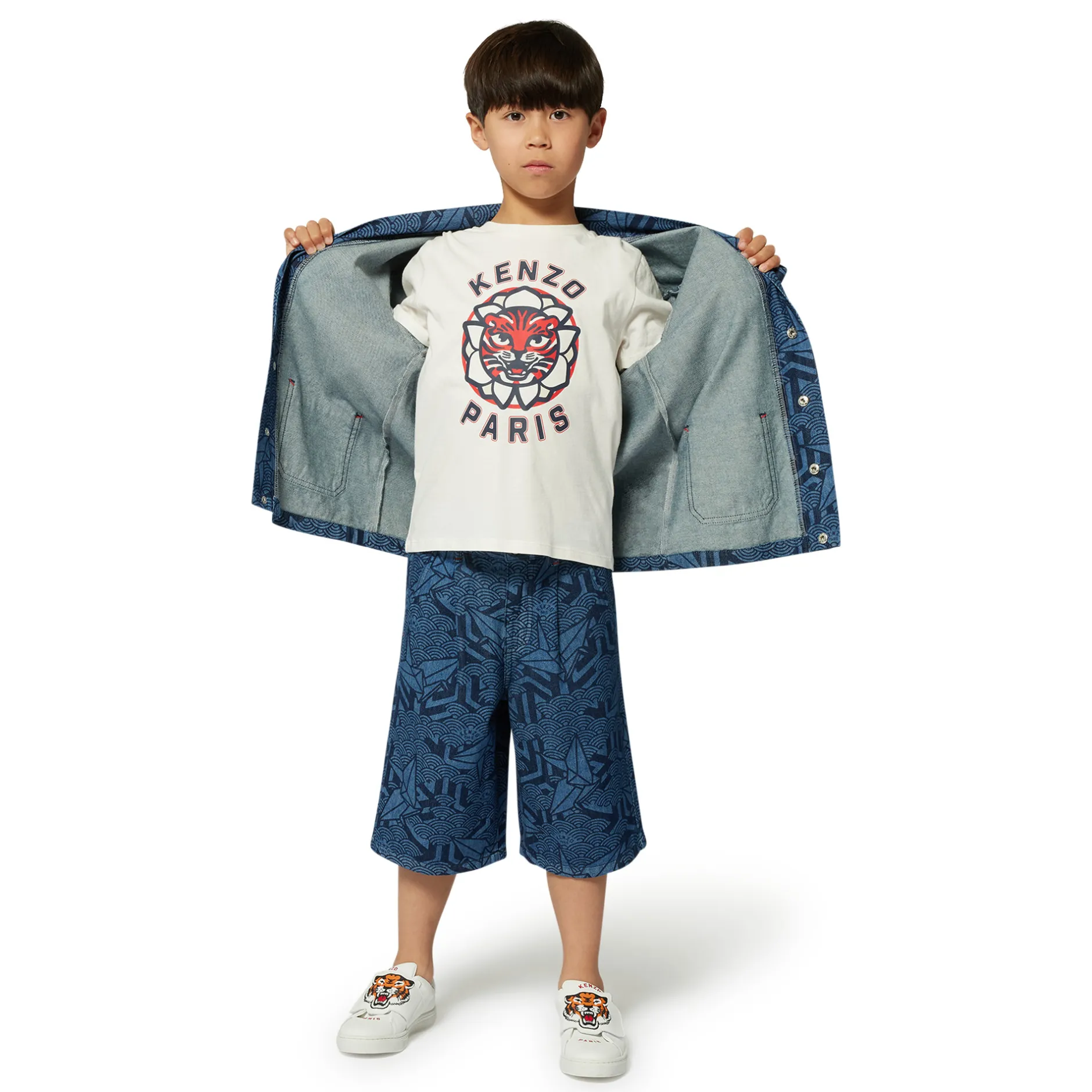 Sale KENZO KIDS Veste en jean imprimée LASER