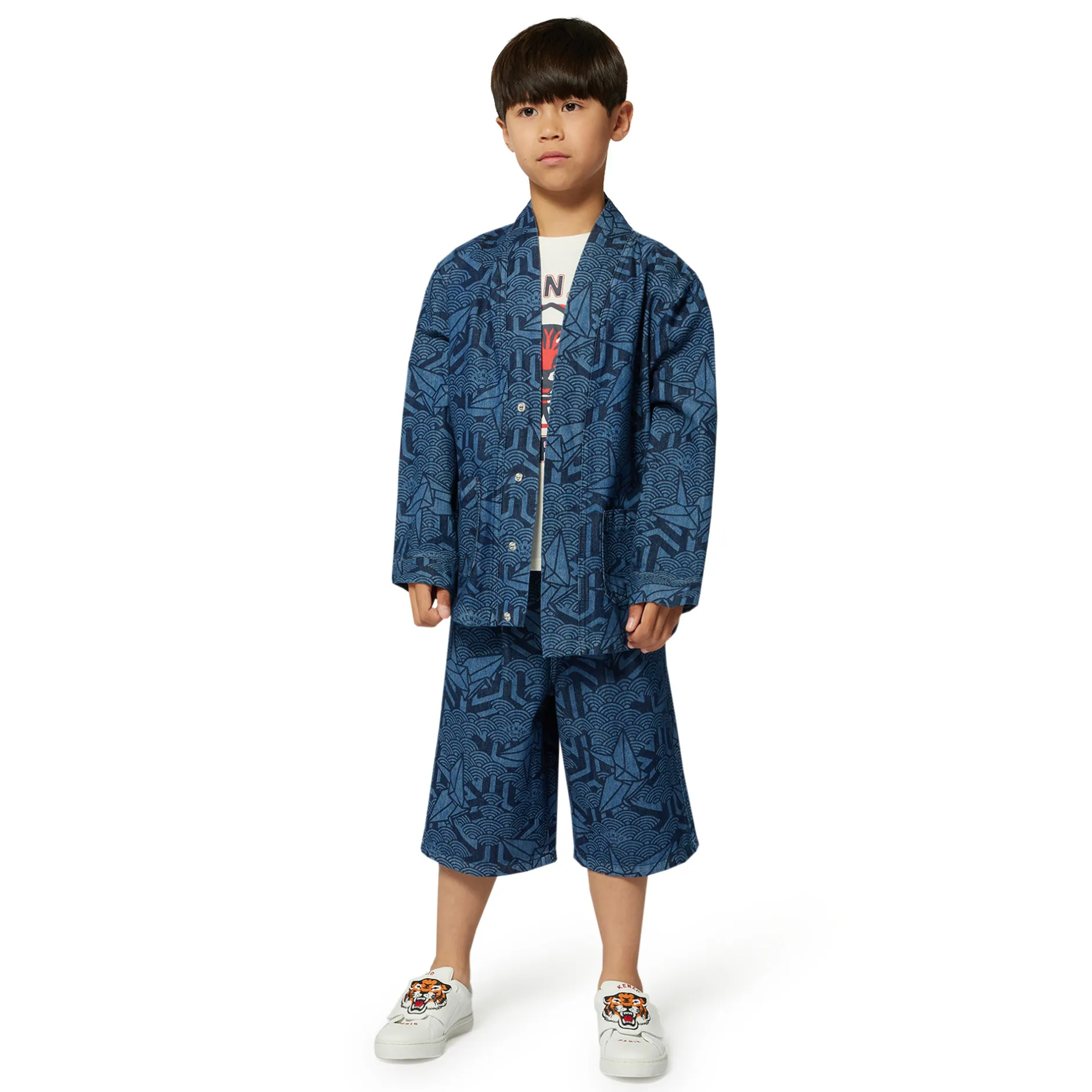 Sale KENZO KIDS Veste en jean imprimée LASER
